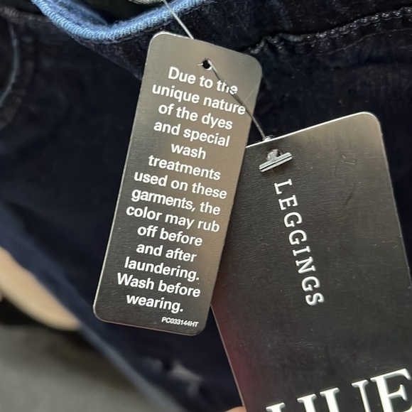 Hue studio distressed, denim, mid rise, leggings. - Picture 7 of 8